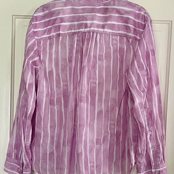 NIC+ZOE Lavender and White Striped Shirt - Picture 9 of 10
